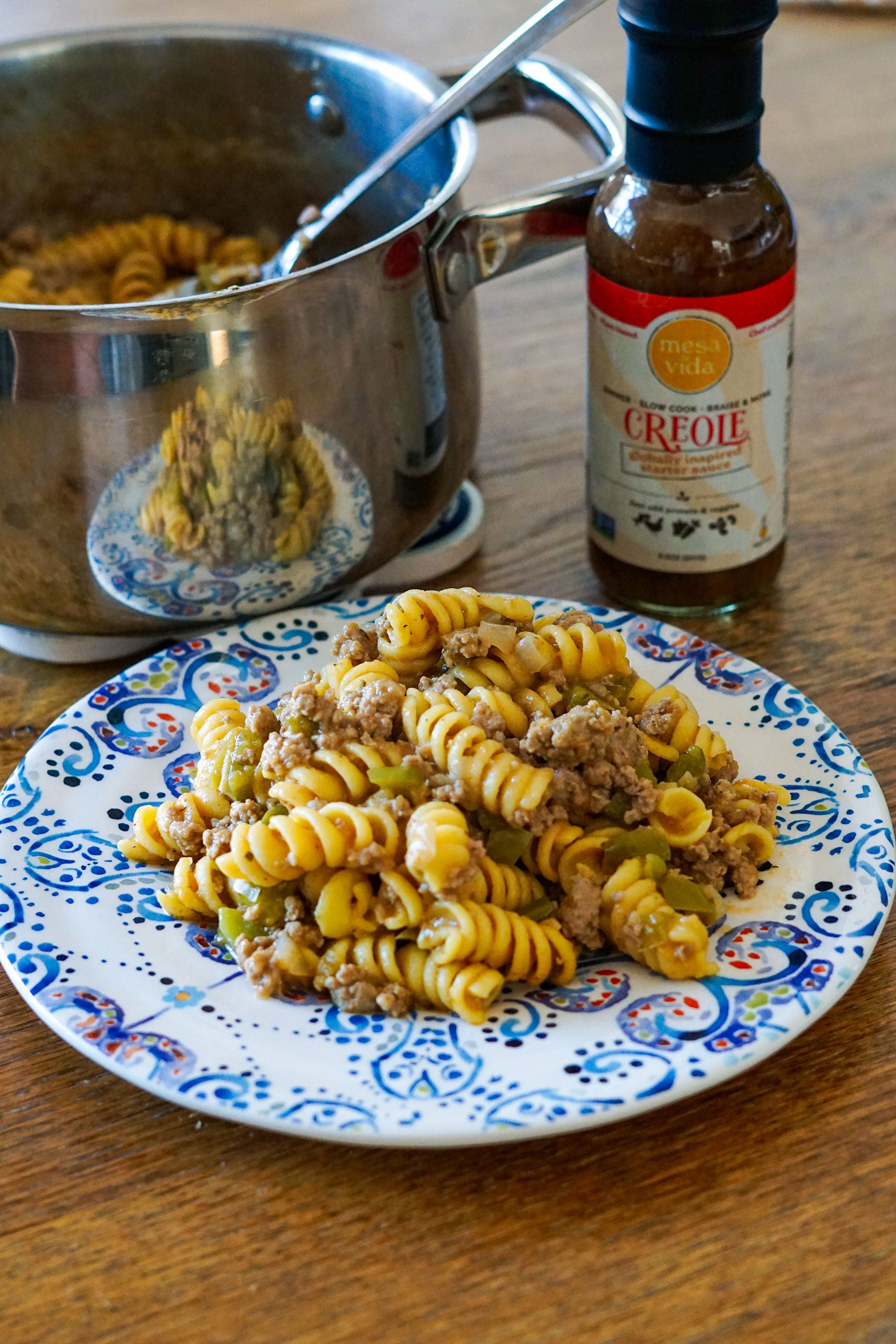 healthy homemade hamburger helper skillet recipe with Creole flavors