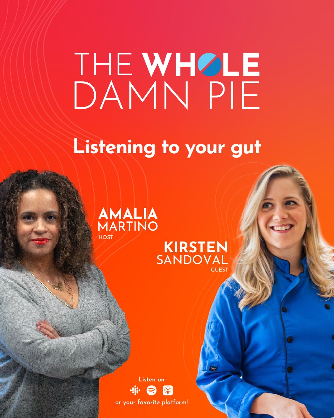 Chef Kirsten on The Whole Damn Pie podcast, hosted by Amalia Martino