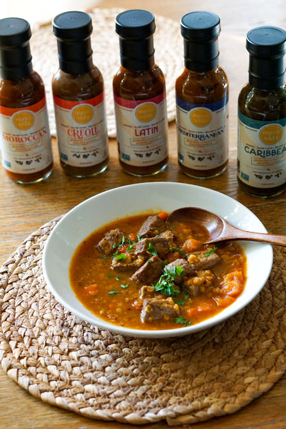 Beef and Lentil soup recipe with globally inspired flavors 