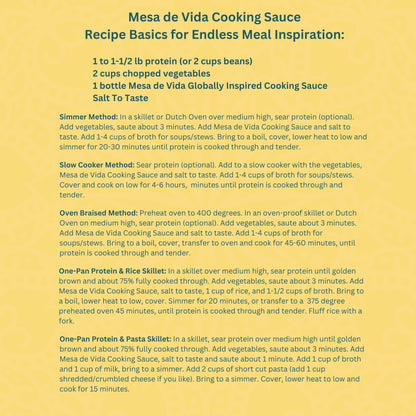 How to use Mesa de Vida's cooking sauces